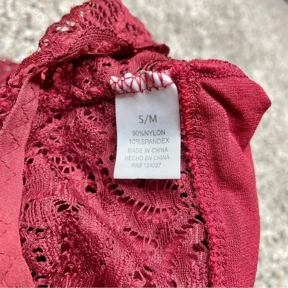 Altar’d State Intimates Burgundy Maroon Sheer Lace Bralette Small Medium